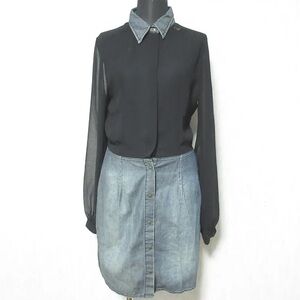 Diesel Sheer Black and Denim Mini Dress